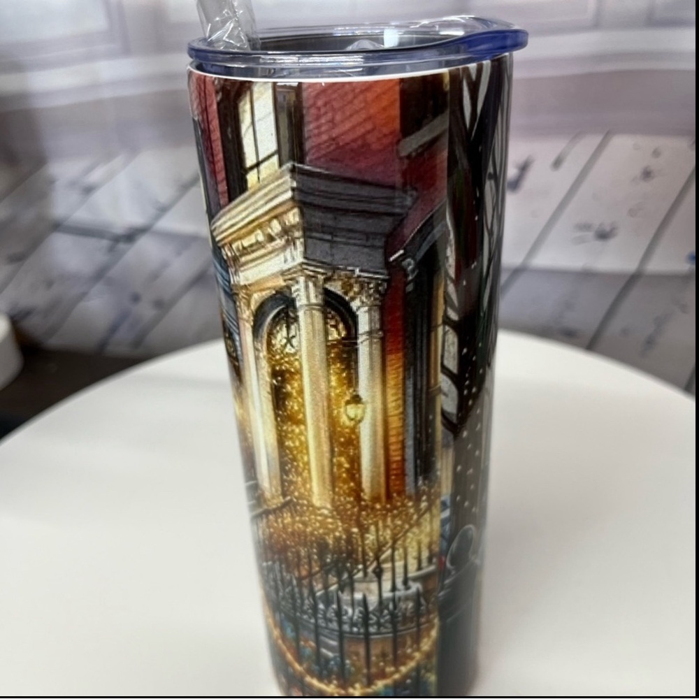 Handmade‎ Building And park Tumbler. NWOT